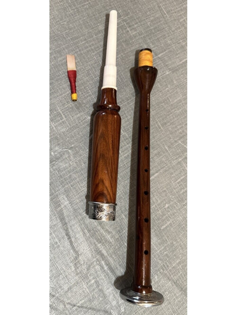 Bagpipe Practice Chanters Rosewood w/Silver Ornate Feather